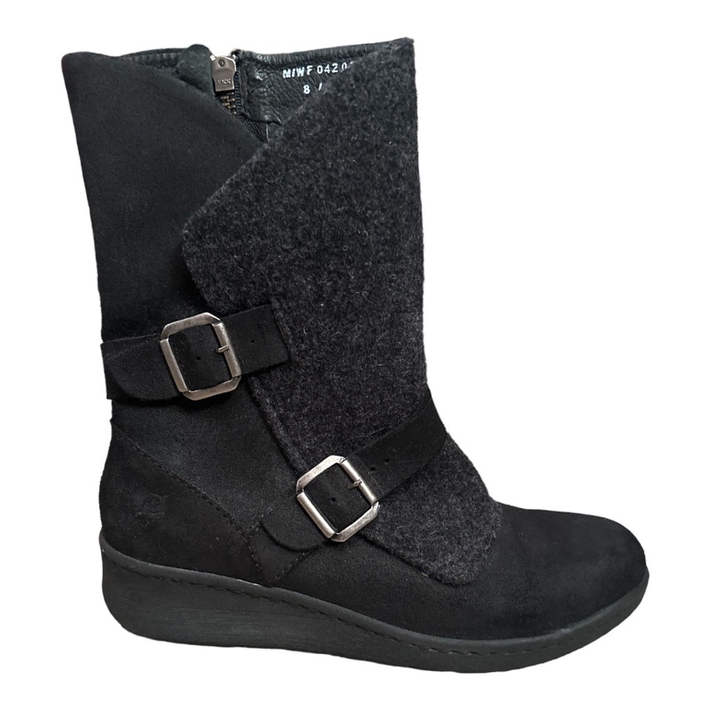 Born Kore Boots Black Suede/Felt Combo Women’s Size 7.5 (8)